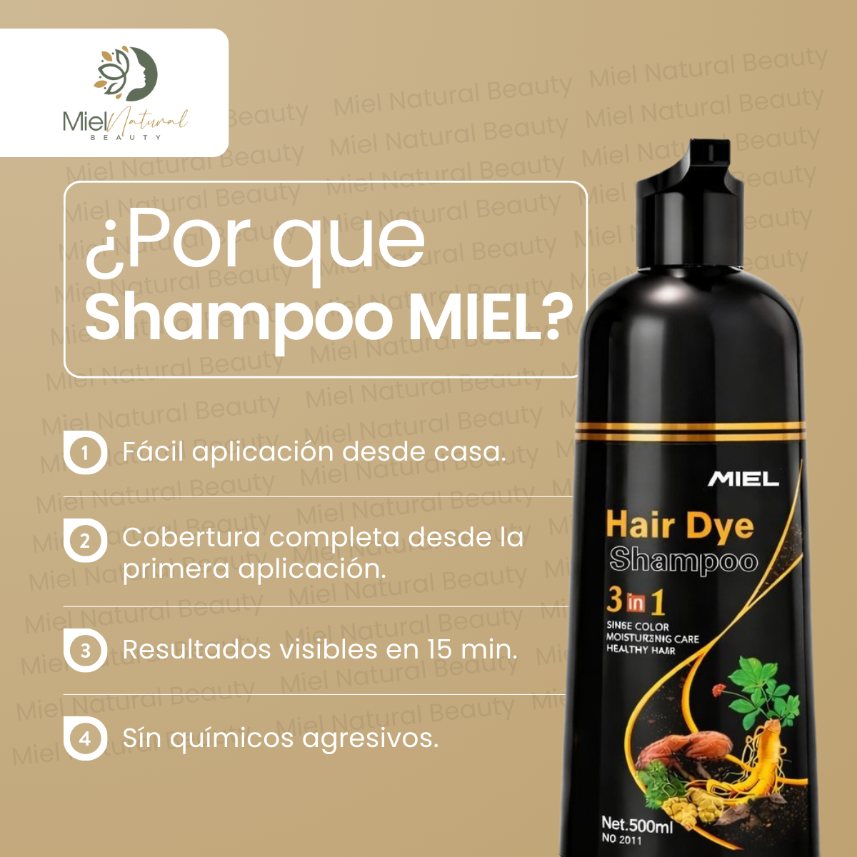 Shampoo Tinte Cubre Canas 3 en 1