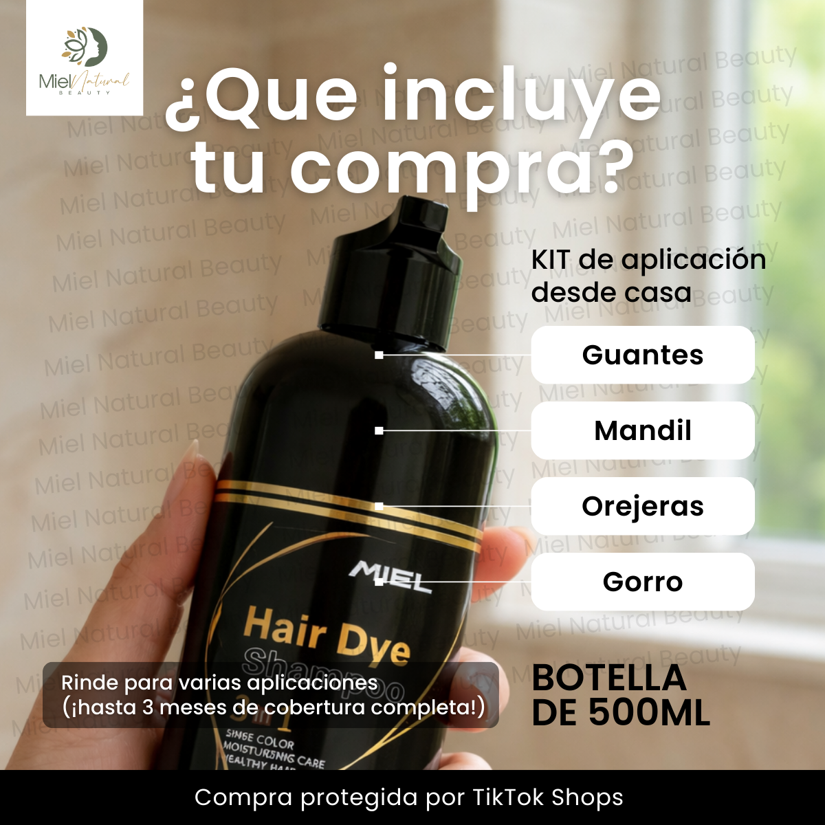 Shampoo Tinte Cubre Canas 3 en 1