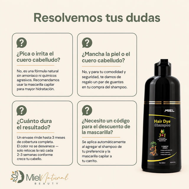 Shampoo Tinte Cubre Canas MIEL