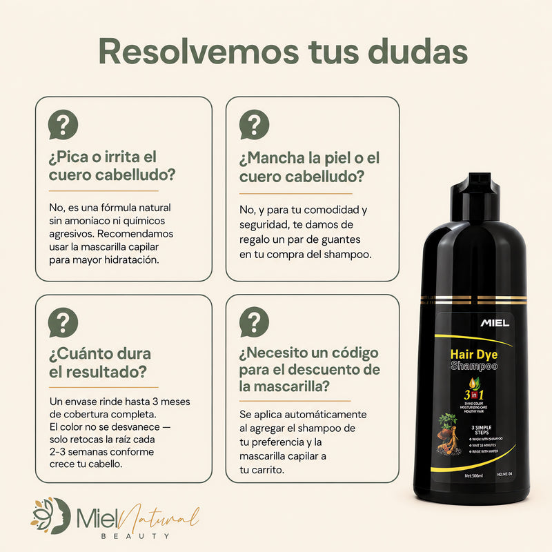 Shampoo Tinte Cubre Canas MIEL