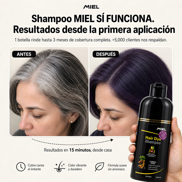 Shampoo Tinte Cubre Canas 3 en 1