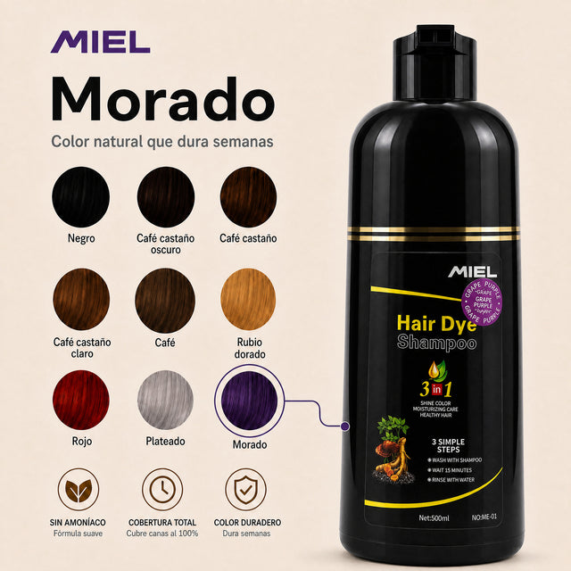 Shampoo Tinte Cubre Canas 3 en 1