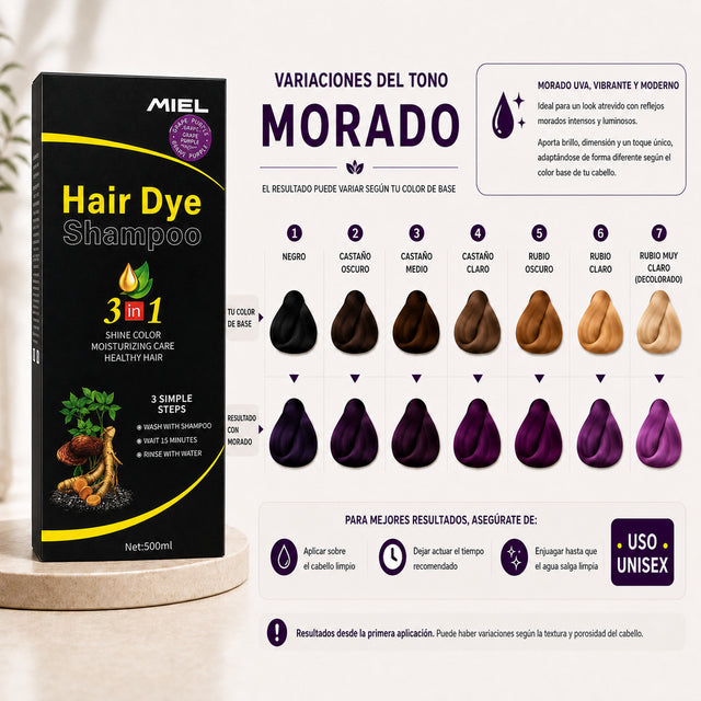 Shampoo Tinte Cubre Canas 3 en 1