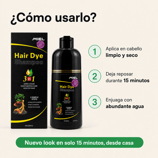 Shampoo Tinte Cubre Canas 3 en 1